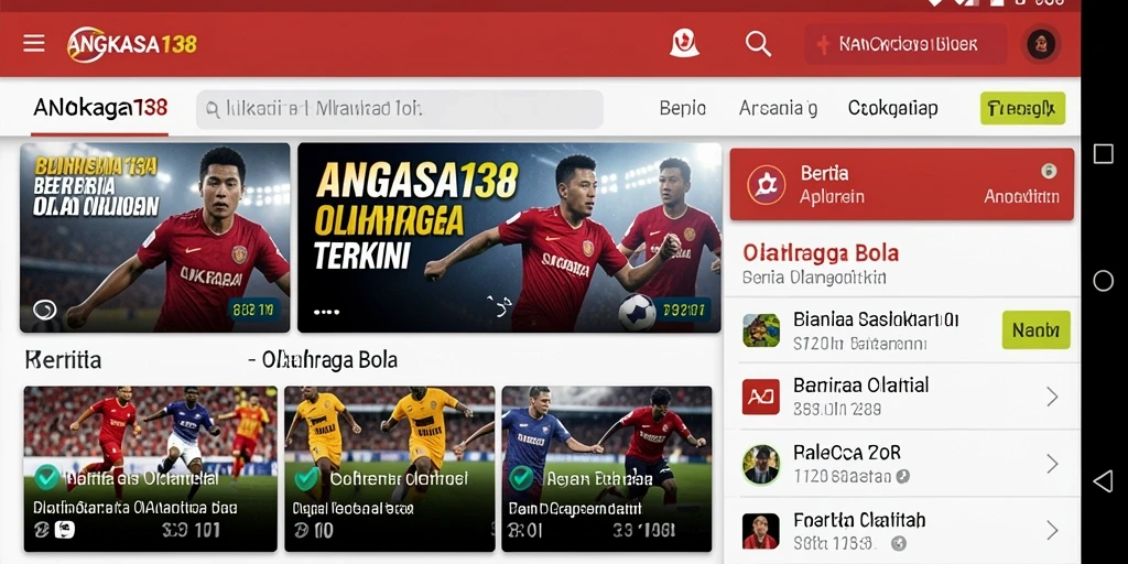 Tampilan antarmuka aplikasi ANGKASA138 untuk berita olahraga bola.