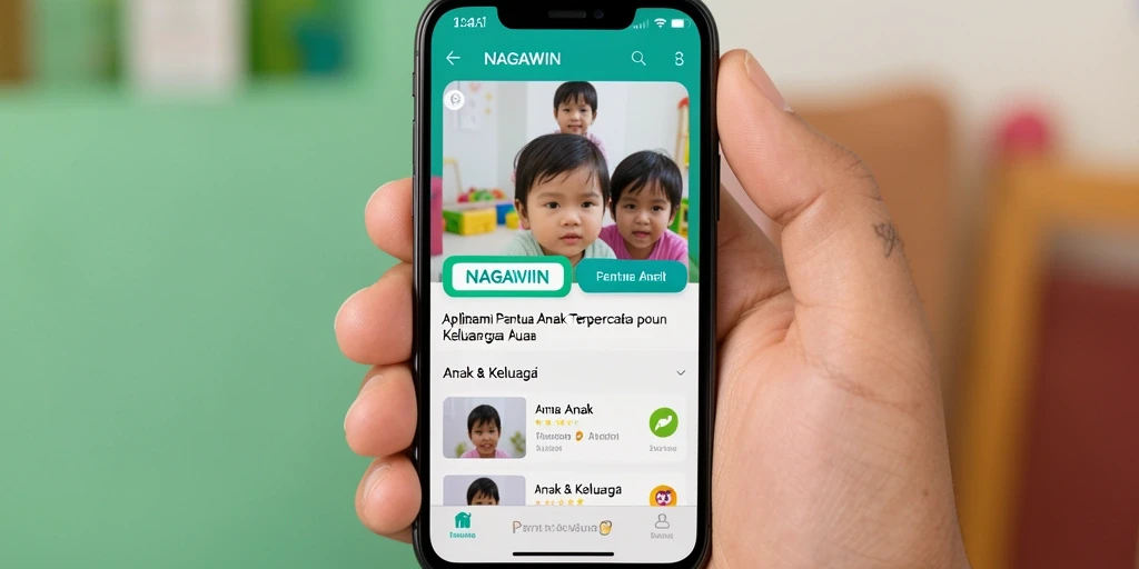 Tampilan antarmuka NAGAWIN yang ramah pengguna untuk pantau anak.