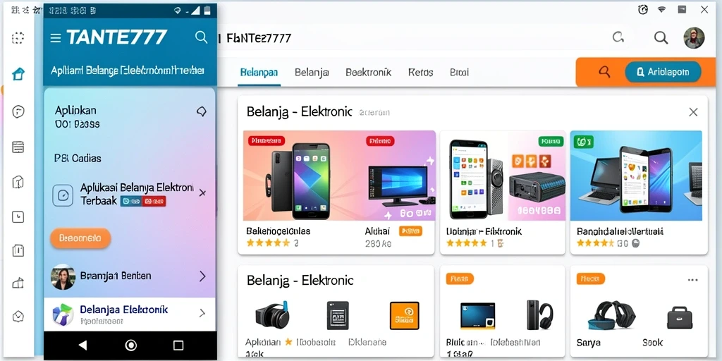Antarmuka aplikasi TANTE777 menampilkan berbagai produk elektronik dengan jelas.