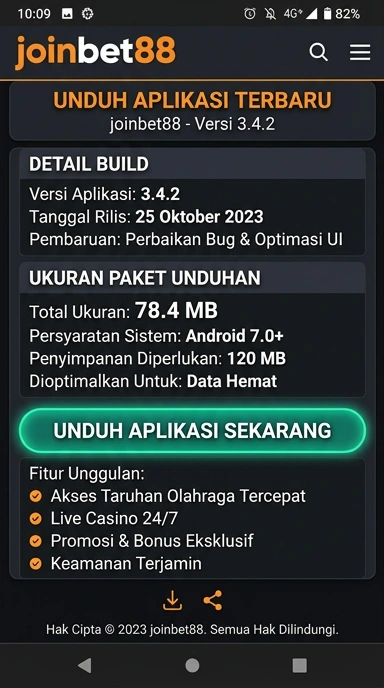 Tampilan halaman APK joinbet88