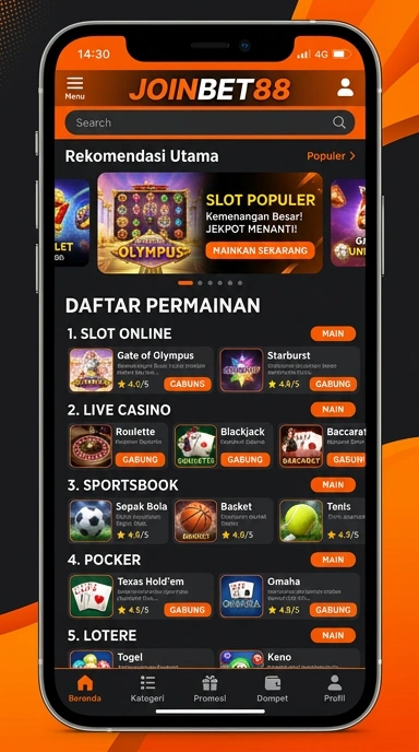 Tampilan katalog aplikasi joinbet88